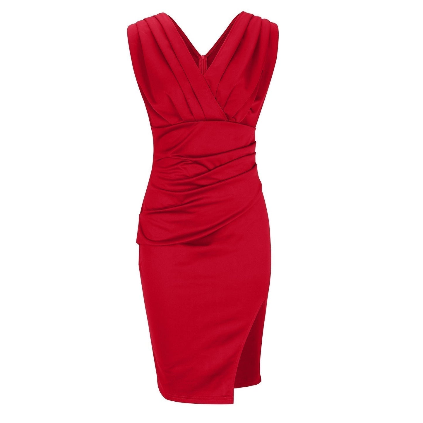 Regalia™ - Elegant Figurnära V-ringad Klänning med Slits