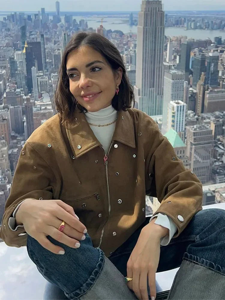 ANNA - LÄDER SUEDE BIKER JACKA