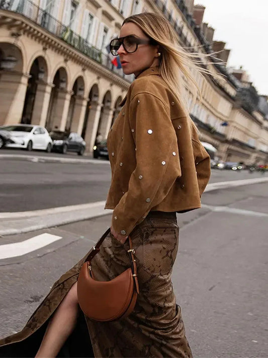 ANNA - LÄDER SUEDE BIKER JACKA