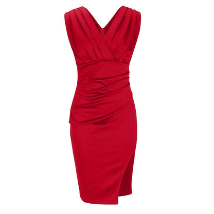 Regalia™ - Elegant Figurnära V-ringad Klänning med Slits