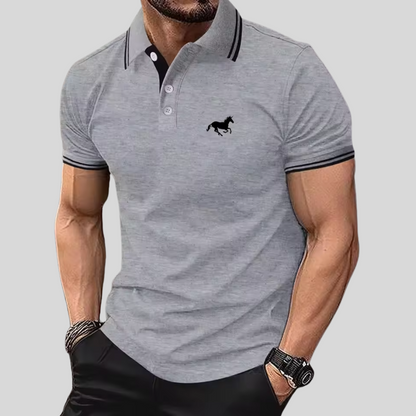 Wilhelm™ - Avslappnad T-shirt med Knappslå och Pikékrage