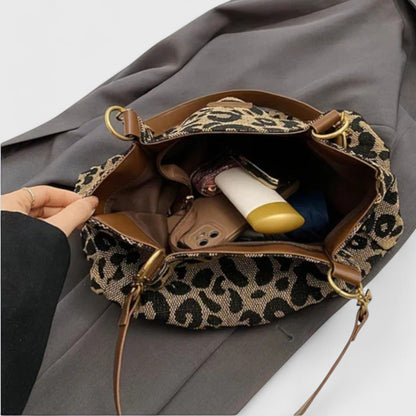 Savari™ - Leopardmönstrad Canvas Shoppingväska