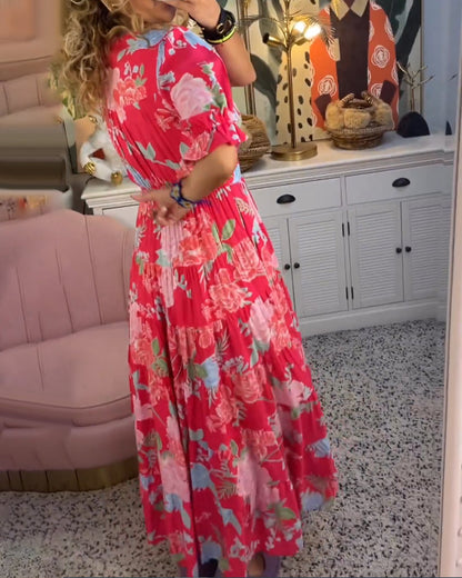 Katerina™ – Bekväm Blommig Klänning med Fickor