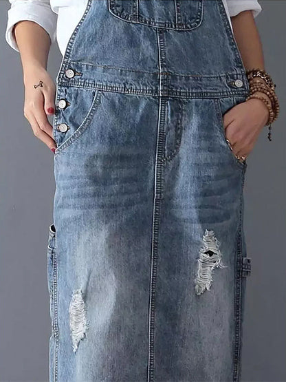 Frayla™ - Sliten Jeansklänning med Slits Bak
