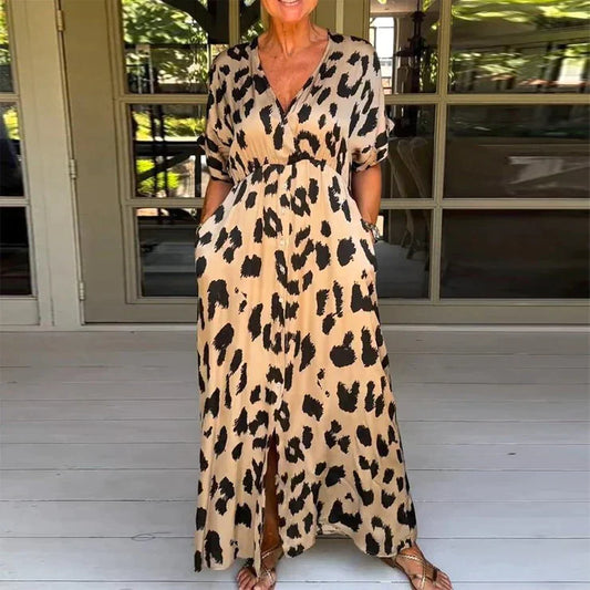 Sable™ - Stilren Maxiklänning med Leopardmönster