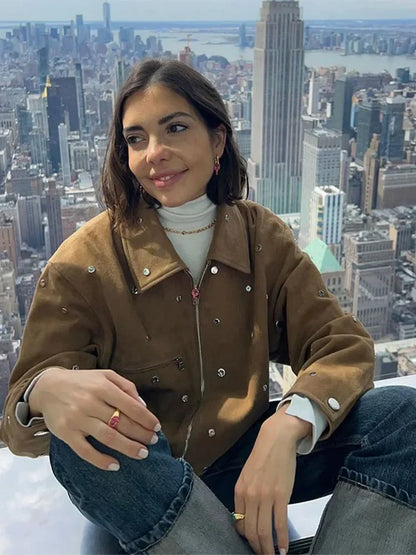 ANNA - LÄDER SUEDE BIKER JACKA