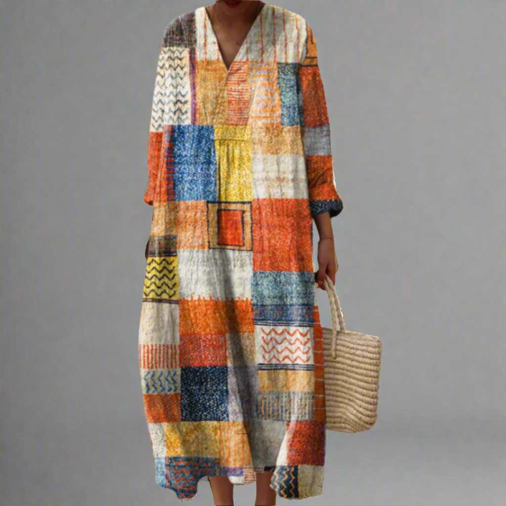 Hazel™ | Patchwork Harmony Boho Maxiklänning