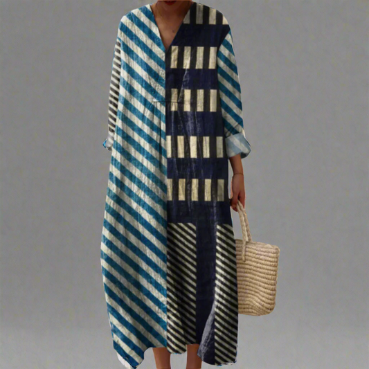 Martha™ | Modern Randig Patchwork-midikjol