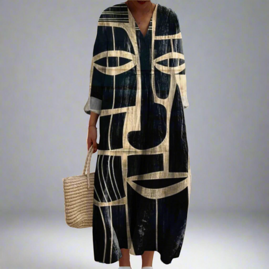 Lorna™ | Tribal-inspirerat Konstnärligt Midi-klänning