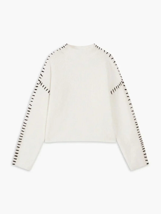 PEONI - LYXIG OVERSIZE AVSLAPPNAD STICKAD TRÖJA